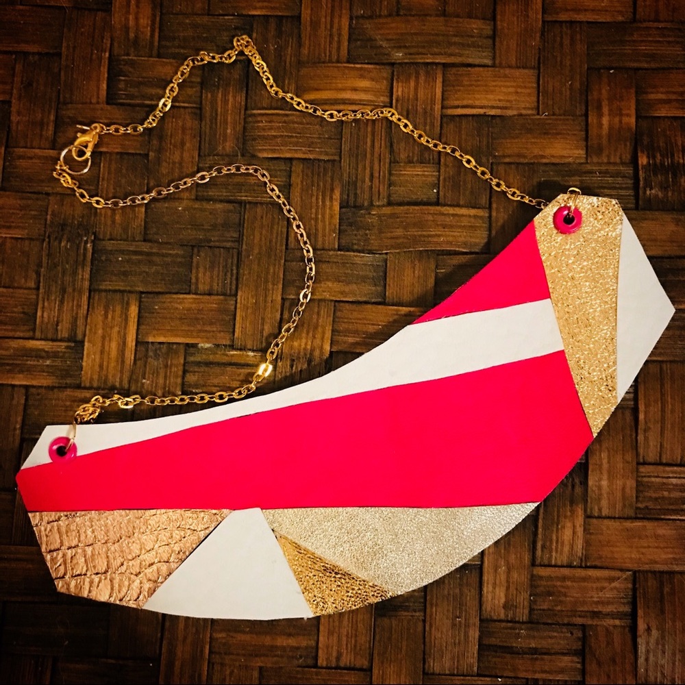 ETSY Pink leather necklaces